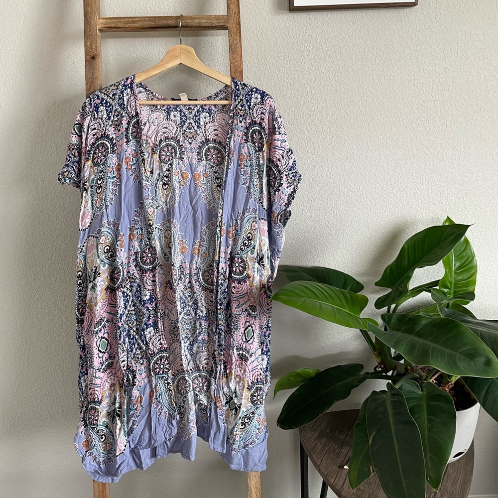 Blue Rain | Blue Boho Long Floral Kimono